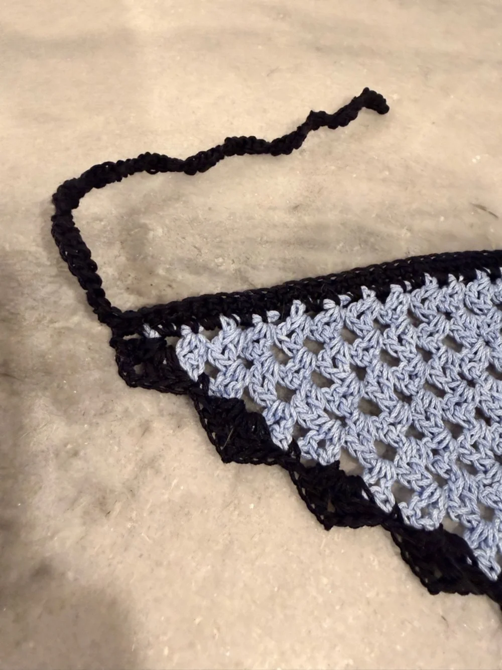 Handmade Crochet Kerchief Head Scarf Cotton Boho Triangle Wrap Fest Cottagecore